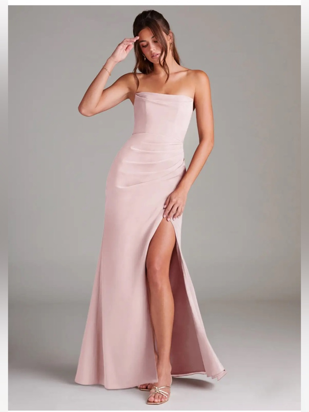 Azazie Blushing Pink Strapless Sheath Convertible Dress